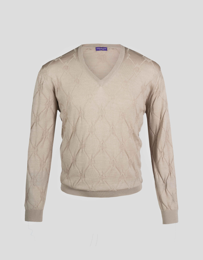 Patrick Hellmann Collection Beige Pullover V-Neck image